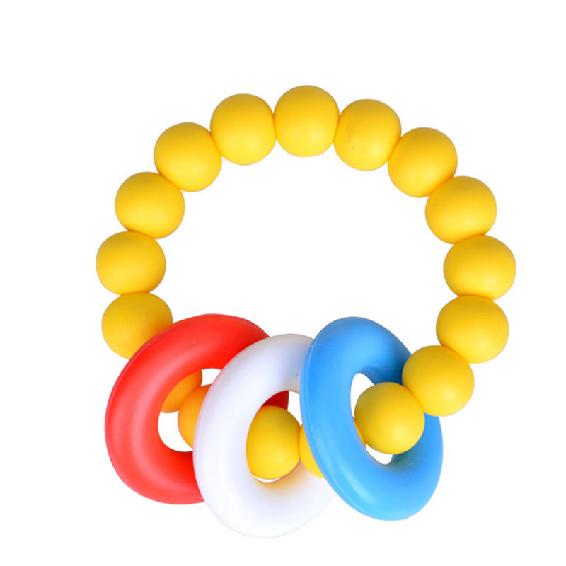 ของเล่นเสริมพัฒนาการยางกัดแบบวงแหวนสำหรับทารกซิลิโคน BPA ฟรีคุณภาพสูง     Baby Teething Ring Toy, High Quality BPA Free Silicone  สีวัสดุ Yellow