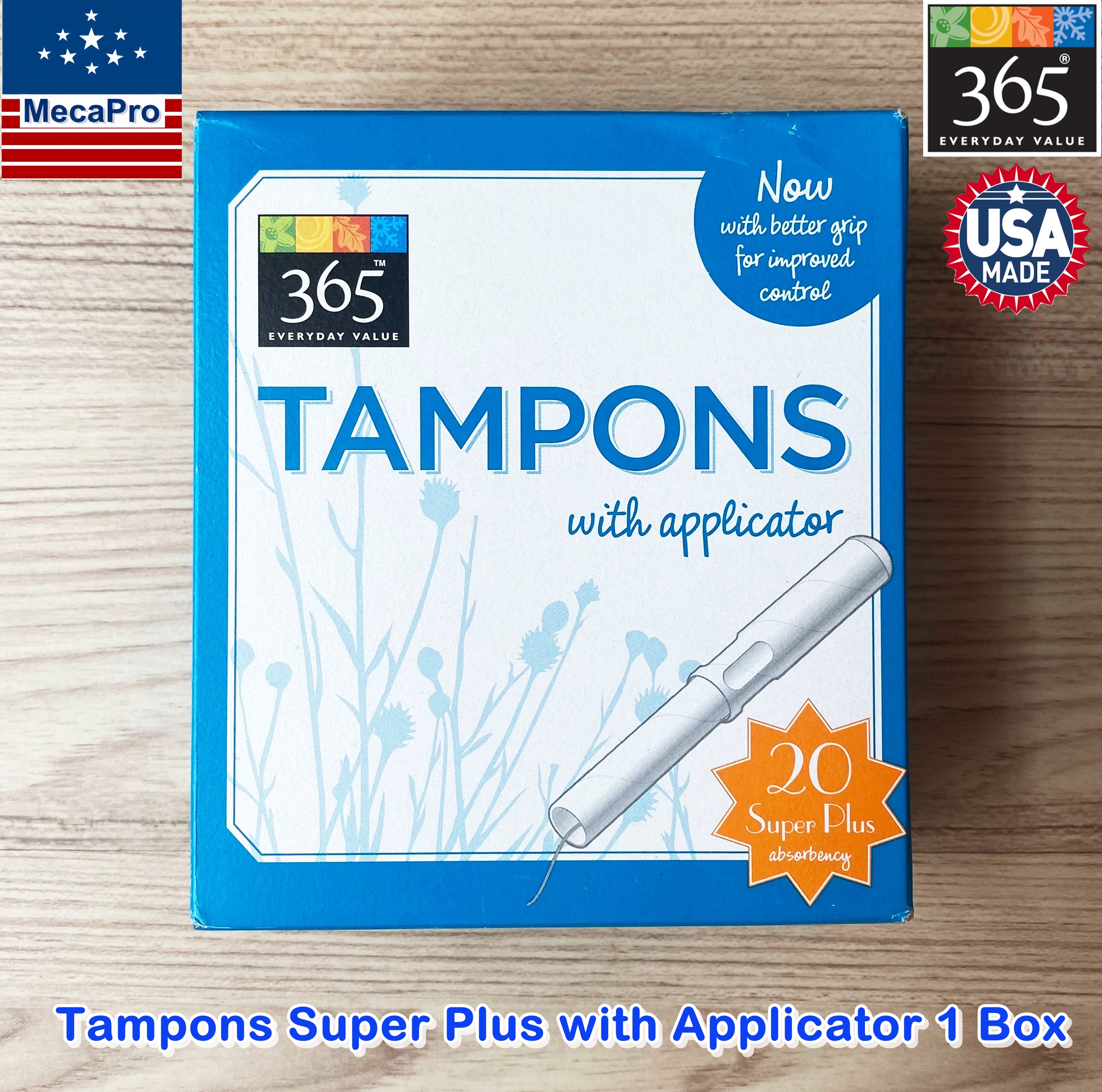 365 Everyday Value® Tampons Super Plus with Applicator 1 Box ผ้าอนามัยแบบสอด 1 กล่อง 20 ชิ้น สำหรับวันมามาก