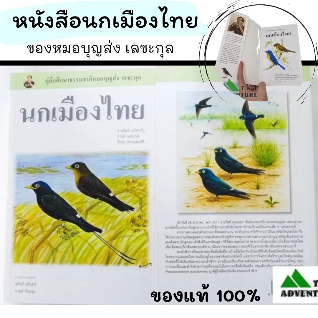 หนังสือดูนก หนังสือนกเมืองไทย ราคา 750 บาท หนังสือดูนก คู่มือดูนกเมืองไทย ของหมอบุญส่ง เลขะกุล TKT Adventure shop