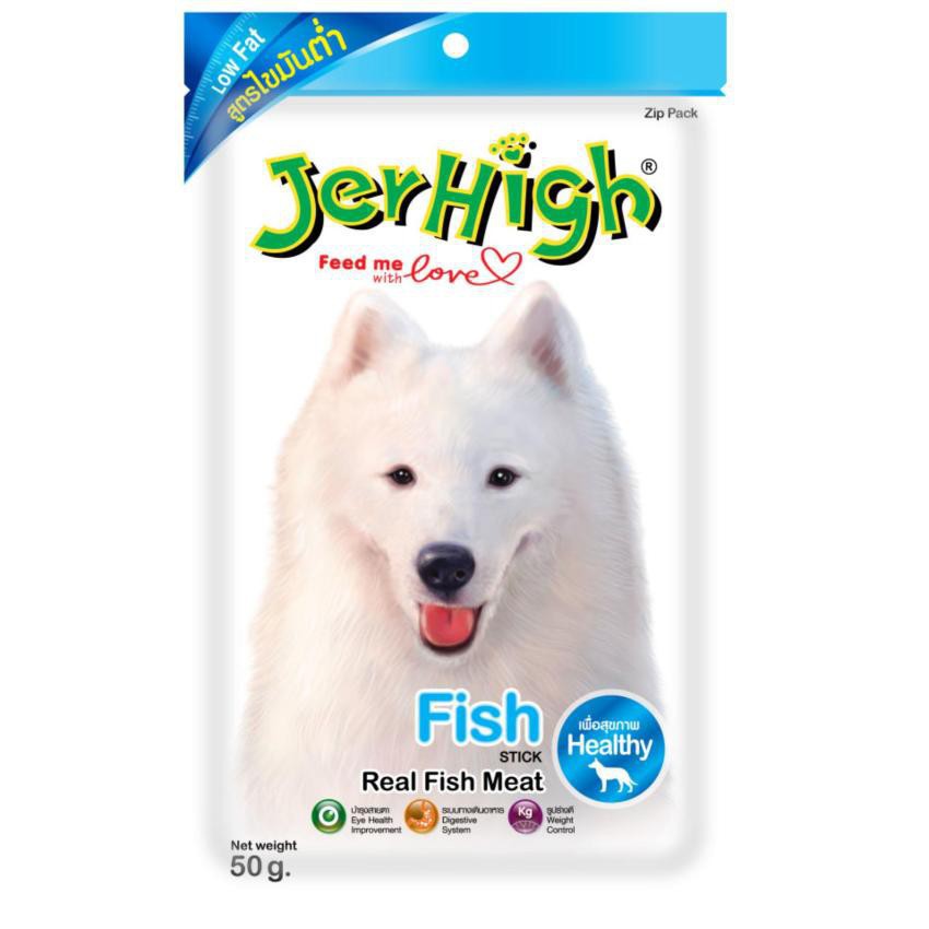 ราคาพิเศษↂJerhigh Fish Stick 1 กล่อง-12ซอง ขนมขบเคี้ยวสำหรับสุนัข สูตรไขมันต่ำ รสปลา