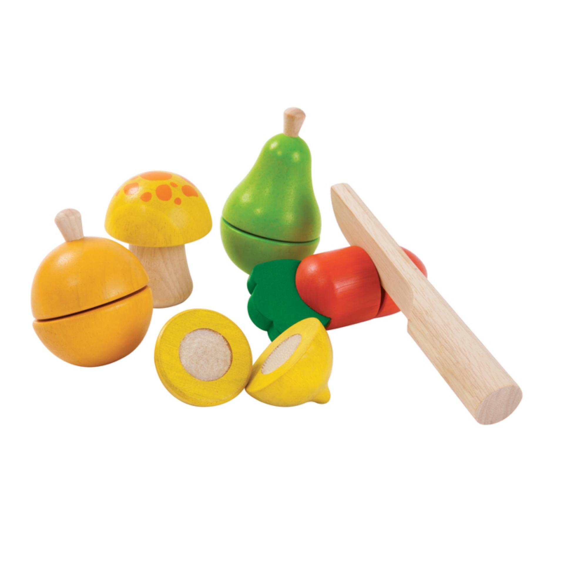 PlanToys Fruit & Vegetable Play Set ของเล่นไม้ชุดฝึกหัด หั่น ผัก และ ผลไม้ ของเล่นเด็ก 18 เดือน