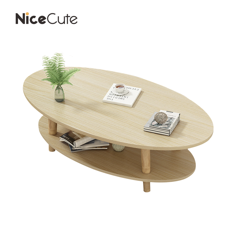 NiceCute มีให้เลือก 2 ขนาด โต๊ะกลางโซฟา โต๊ะกาแฟ 2ชั้น ทรงโค้งมน