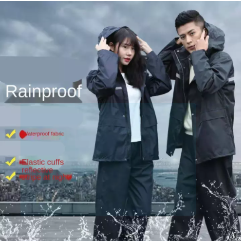 Men Women 2 Piece Set Raincoat Adult Impermeable Rain Coat Jacket Pants Suit Outdoor Camping Climbing Motorcycle Poncho