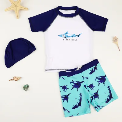 Boys' new Korean children's split swimsuit beach sunscreen boys' baby SWIMSUIT SET shark pattern