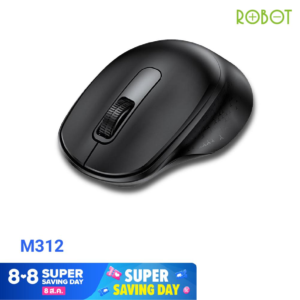 [ทักแชทรับส่วนลดเพิ่ม]ROBOT M312 Wireless mouse เมาส์ไร้สาย ไร้เสียงคลิกพกพาง่าย สีน้ำเงิน ประกัน 1 ปี