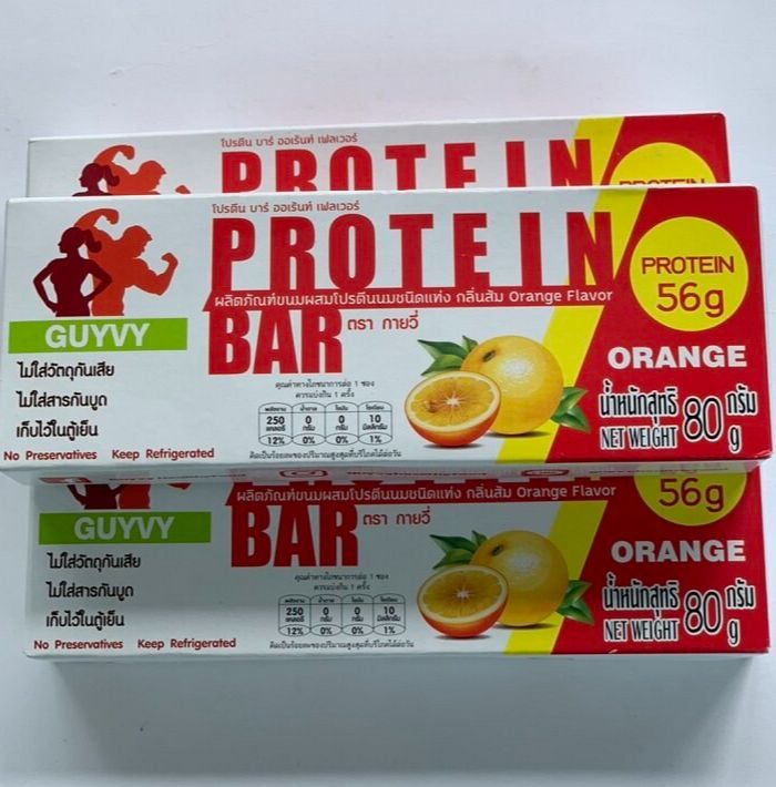 Protein bar เกรดพรีเมียม โปรตีน 56 กรัมต่อแท่ง รสส้มแมนดาริน Protein