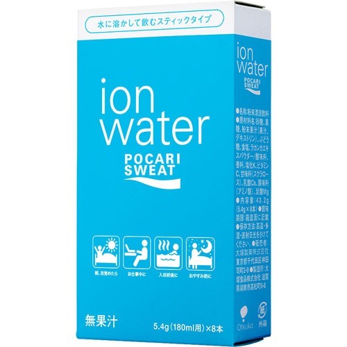 Pocari Sweat Ion Water Powder Stick Type (5.4g * 8 ) ผงเกลือแร่ไอออนอีเล็กโทรไลต์ โพคาริสเวทผสมน้ำ 5.4g 8ห่อ ผสมน้ำ180มล