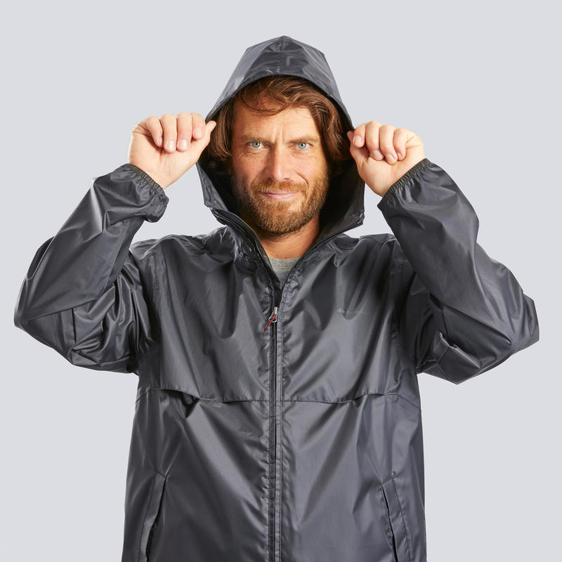 Men's Country Walking Rain Coat NH100 Raincut Full Zip QUECHUA