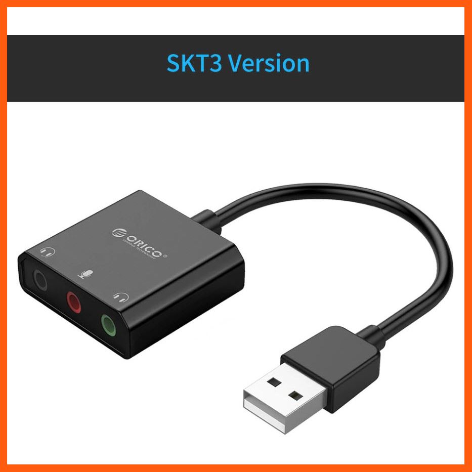 #ลดราคา ORICO (SKT3 Version) External USB Sound Card Adapter for Laptop Computer PC Headset Mic OF