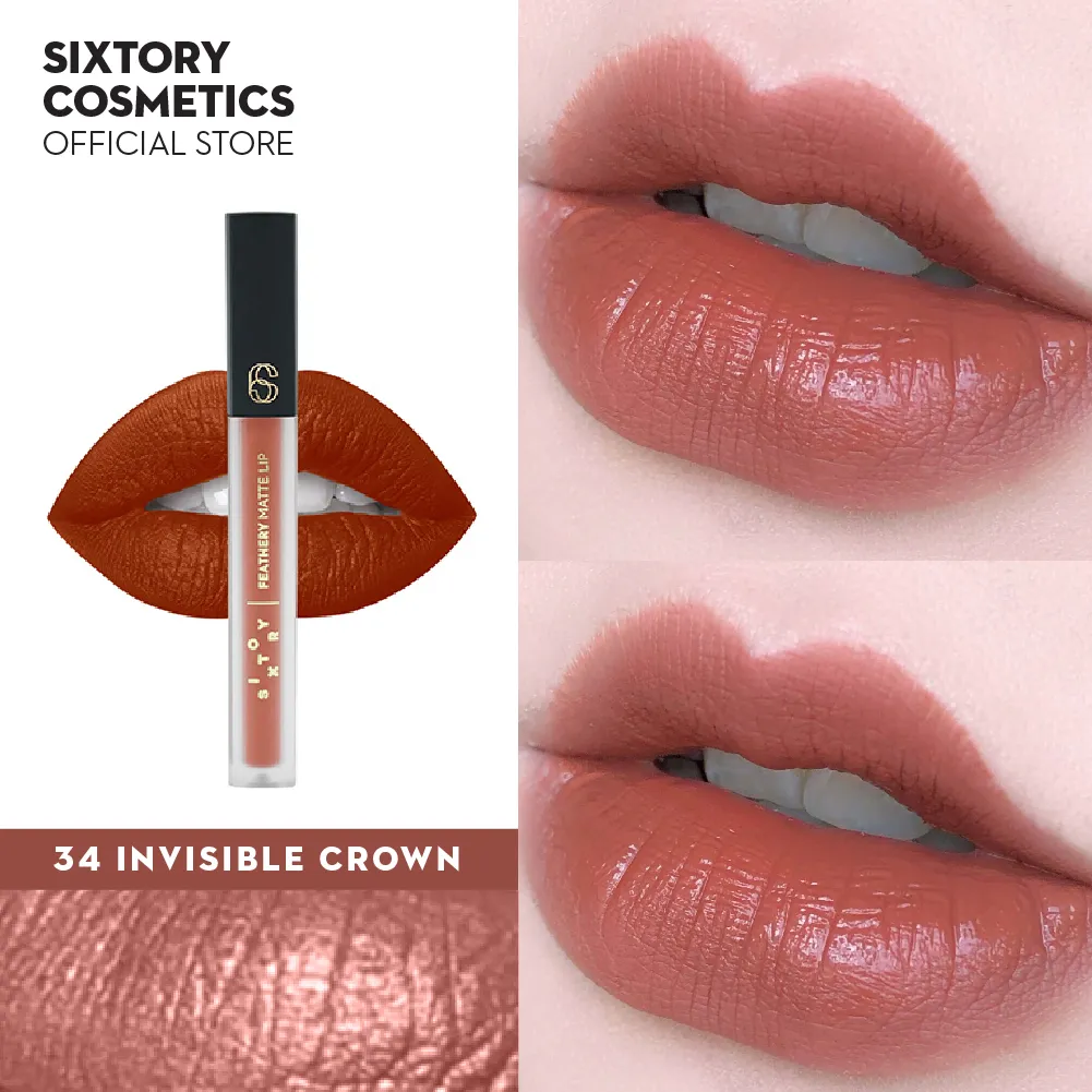 SIXTORY Feathery Matte Lip ลิปจิ้มจุ่มเนื้อแมต เบาสบายปากเหมือนไม่ได้ทา สีชัด ติดทน ลิปกันน้ำ จูบไม่หลุด ลิปไม่ติดแมส สีโทนส้มอิฐ (เครื่องสำอาง)