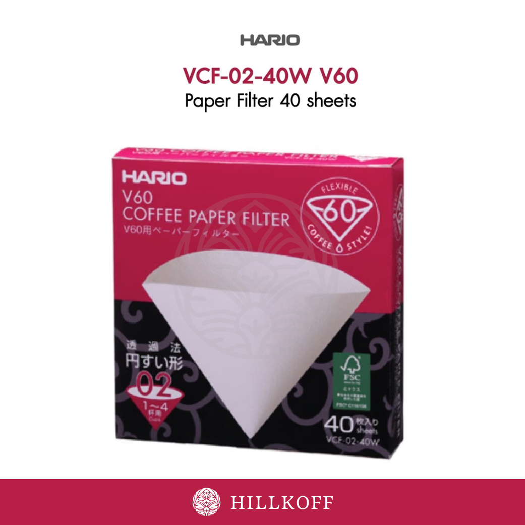 กระดาษกรองกาแฟดริป Hario V60 VCF-02-40W (สีขาว)