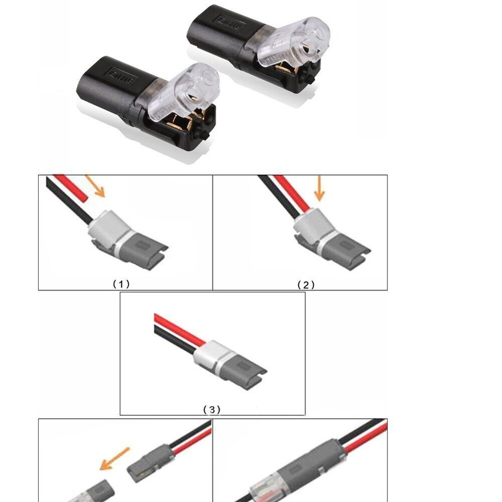 X CRAFT HOME 10pcs 2-Pin Pluggable Double line docking Led Light Wire Connector Cable Crimp Terminals Spring Scotch Lock Terminal Blocks Connectors