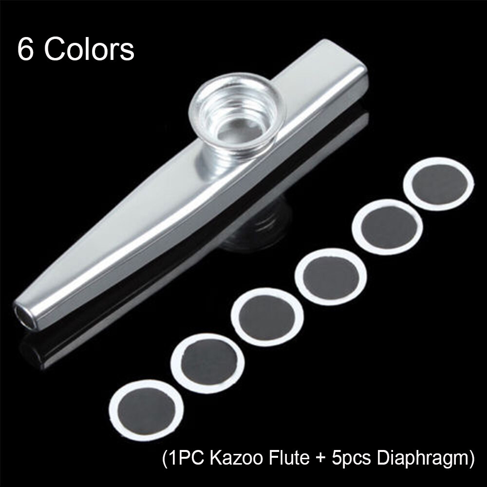DAORE55 Fashion Silver Gift Aluminum Harmonica Metal 5 Pcs Diaphragm Kazoo Flute