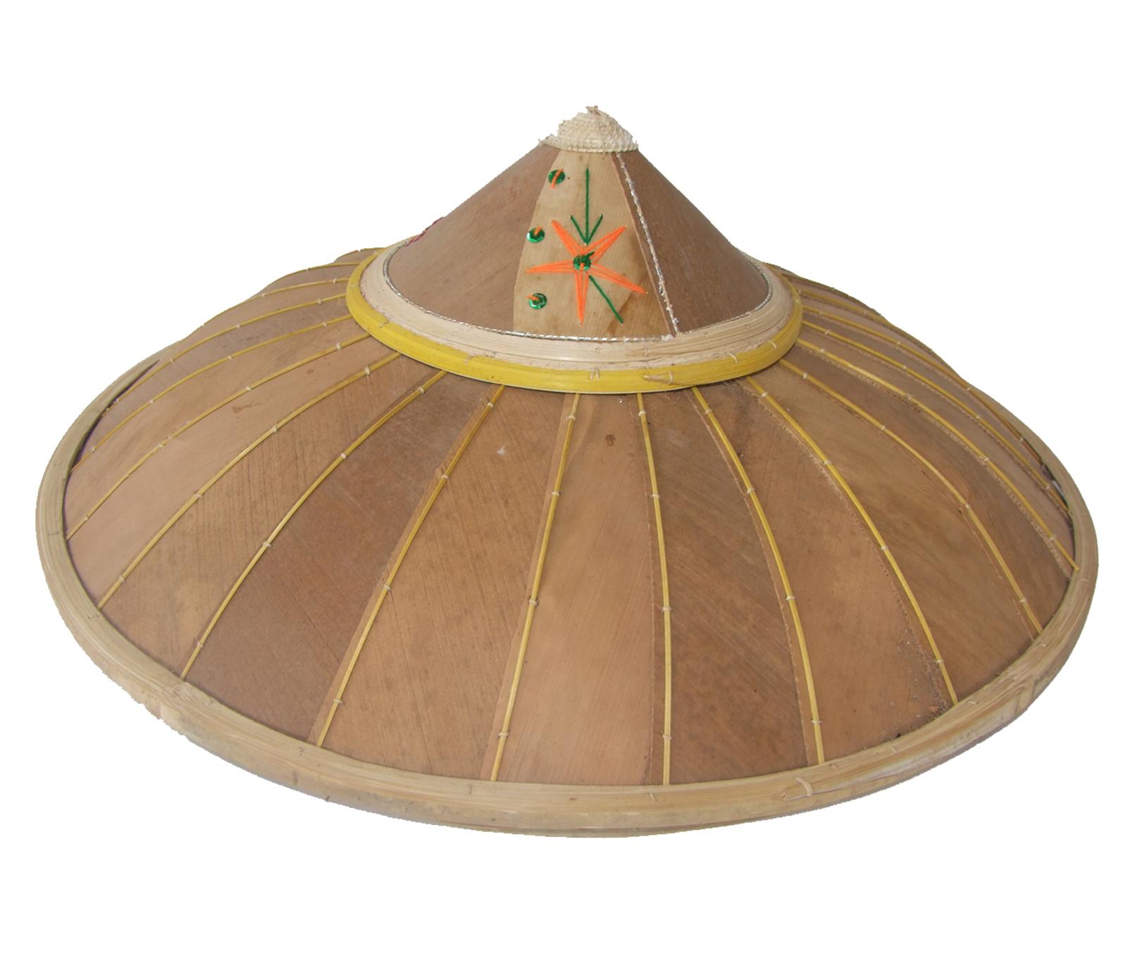 Shan hat กุ๊บไตย หมวกไทยใหญ่ หมวกกาบไม้ไผ่ซาง หมวกเวียดนาม หมวกกันแดด หมวกชนชาติไตยเต้นรำ อุปกรณ์หมวก หมวกทำจากกาบไม้ไผ่ซาง หมวกธรรมชาติ ขนาดเส้นผ่านศูนย์กลาง 45 cm.