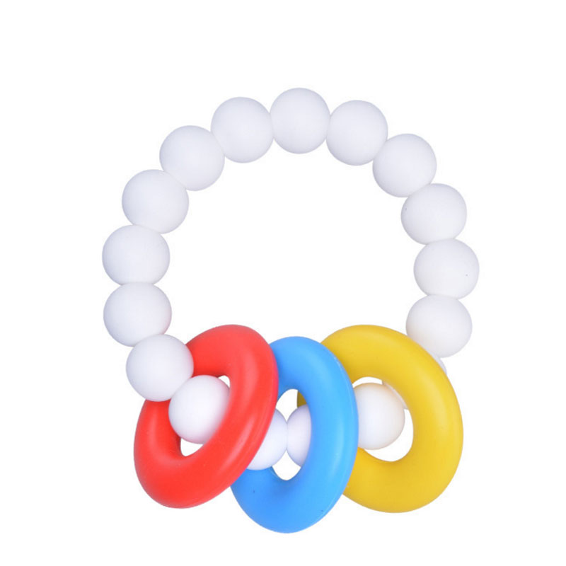 ของเล่นเสริมพัฒนาการยางกัดแบบวงแหวนสำหรับทารกซิลิโคน BPA ฟรีคุณภาพสูง     Baby Teething Ring Toy, High Quality BPA Free Silicone  สีวัสดุ Blue