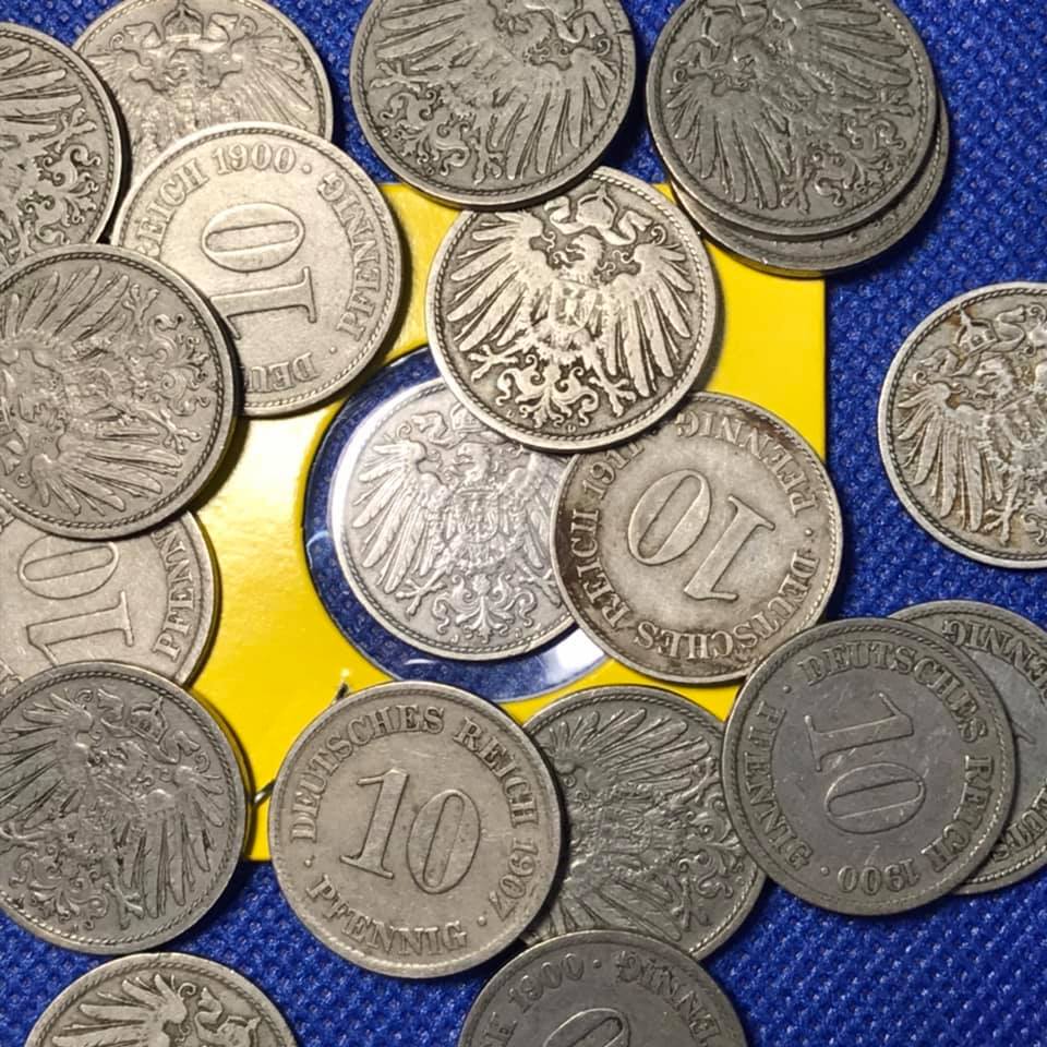 เหรียญเก่า ปี1890-1916 เยอรมัน 10pfennig (สุ่มเหรียญ) เหรียญสะสม เหรียญต่างประเทศ เหรียญหายาก