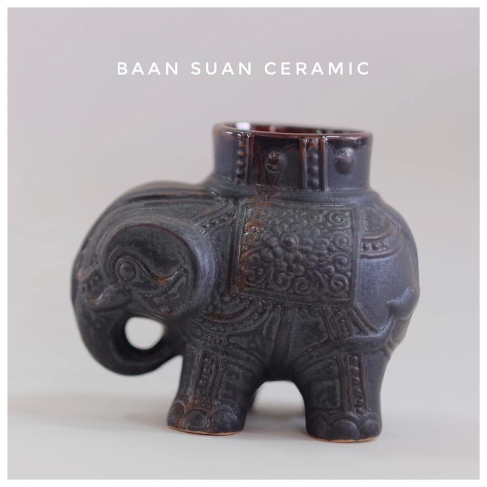 Baansuanceramic แจกัน ช้าง เซรามิค ขนาดตั้งโต๊ะ สำหรับใส่ดอกไม้และตกแต่งบ้าน