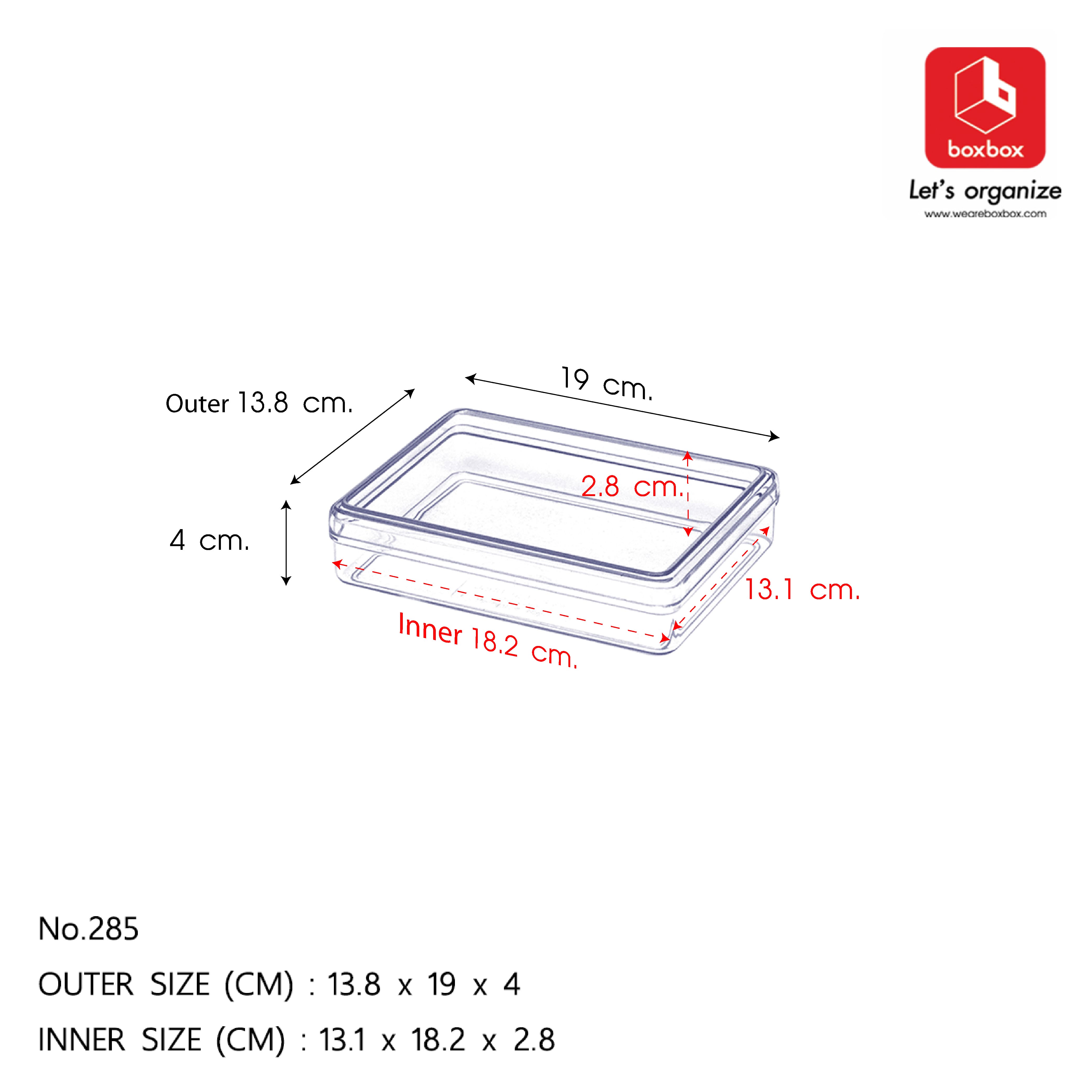 boxbox กล่องพลาสติกใสทรงแบน รุ่น Simple No.290 / 289 / 288 / 287 / 285
