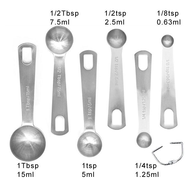 304 Stainless Steel Measuring Spoon Tools for Dry Liquid 1/16 1/8 1/4 1/3  1/2 3/4 1 1/2bsp Fits in Spice Jar measuring spoon set - AliExpress