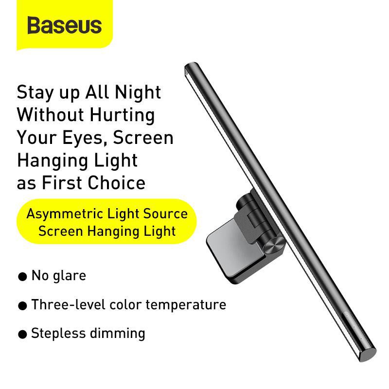 Baseus DGIWK-B01 ไฟถนอมสายตาปรับได้ 3 ระดับระหว่างอยู่หน้าจอคอม  LED Task Lamp, 3 Color Modes LED Lights