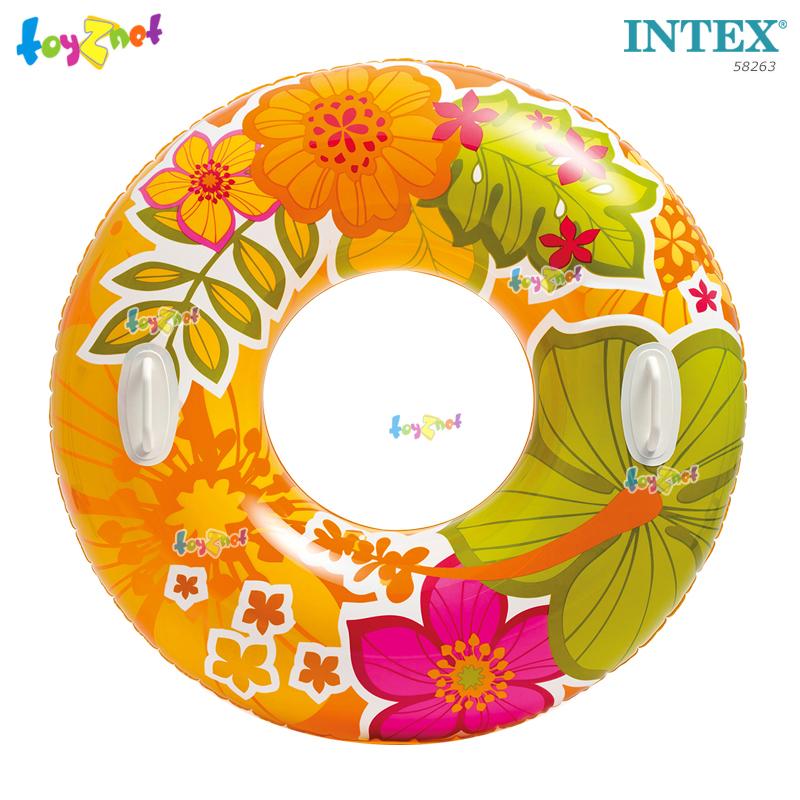 Intex ส่งฟรี ห่วงยางลายดอกไม้ 38 นิ้ว (97 ซม.) สีส้ม รุ่น 58263