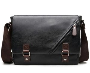 สินค้า กระเป๋าผู้ชาย กระเป๋าสะพายข้าง Korean Style รุ่น PU9848  (สีดำ)