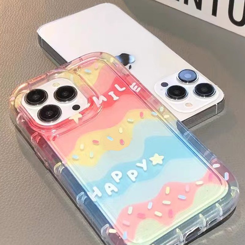 For IPhone 14 Pro Max IPhone Case Thickened TPU Soft Case Clear Case Shockproof Rainbow Compatible with For 13 Pro Max