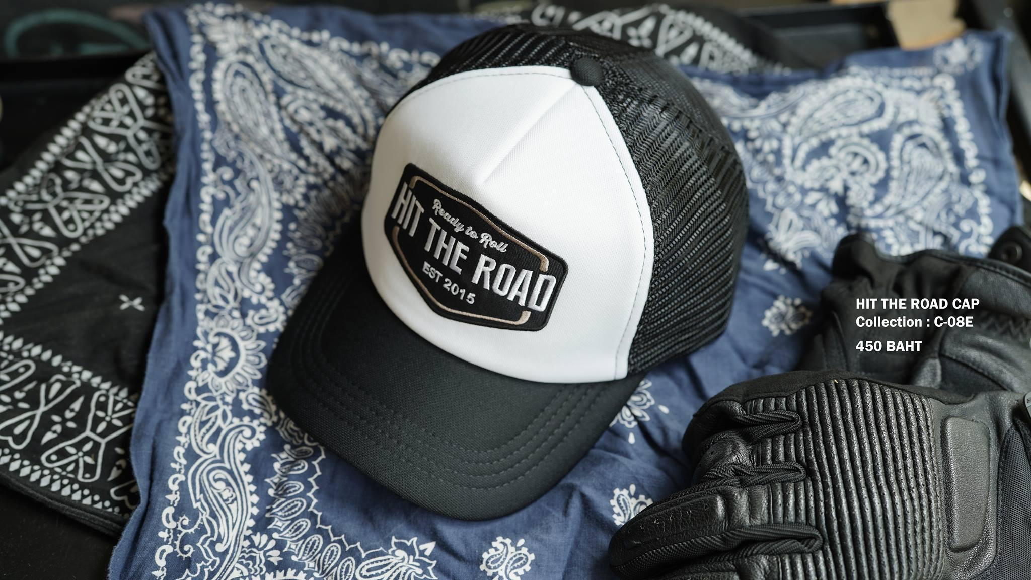 หมวกแก๊ป หมวกแก๊ปแฟชั่น หมวกแก๊ปตาข่าย HitTheRoad สีขาว-ดำ