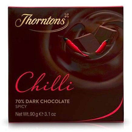 Thorntons Dark Chocolate 70% Cocoa with Spicy Chilli 90g ทอร์นเติ้นส์ ดาร์กช็อกโกแลต โกโก้ 70% ผสมพริก 90g
