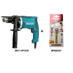 MAKITA สว่านกระแทก 16MM รุ่น HP-1630 - สีเขียว  M011-9553NB+MP003206ดอกไขควง+2X65 พร้อมปลอกแม่เหล็ก B-30483