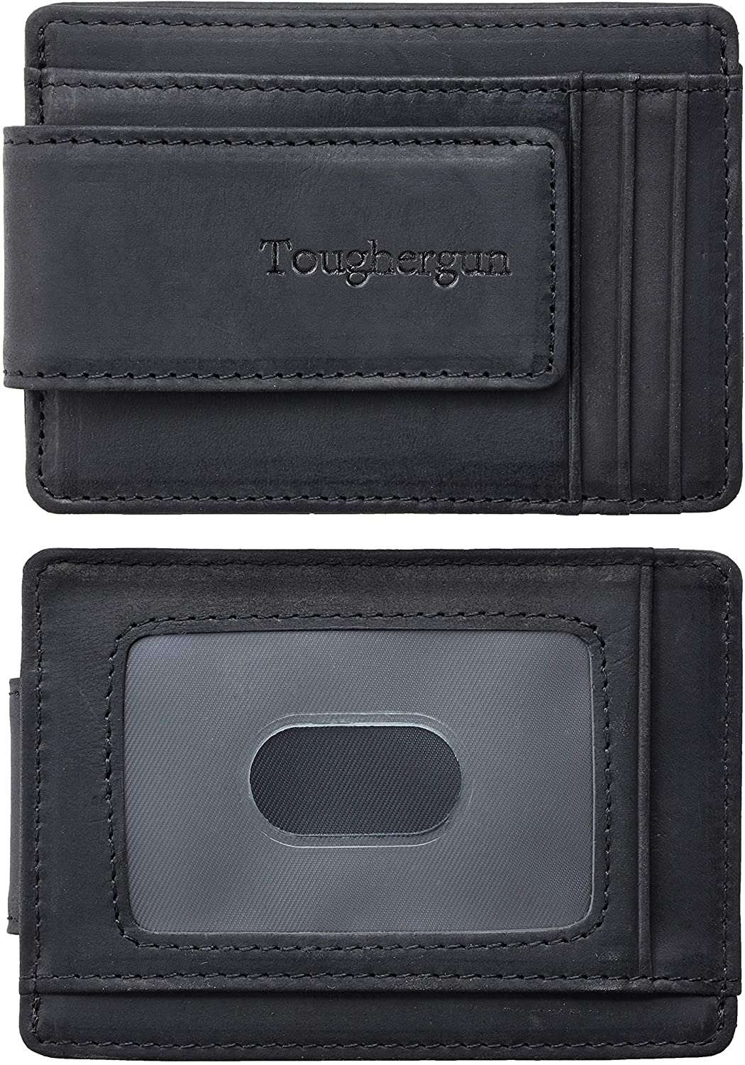 New Strong Magnets! Magnetic Money Clip - Black Leather