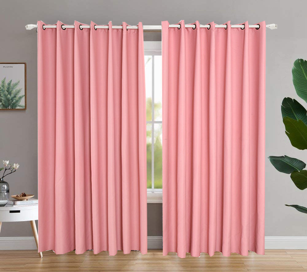 1 Panel Blackout Curtains Thermal Insulated with Grommet Curtains for Bedroom สี สีชมพู สี สีชมพูความกว้าง 130ความยาว 160