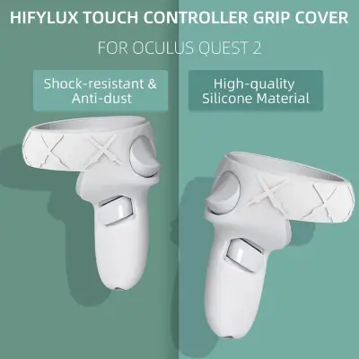 Anti-throw Full Grip Cover Anti-Throw Handle Protective Touch Controller Grip Cover for Oculus Quest 2 Anti-slip Full Grip Cover Anti-throw Handle Protective Sleeve Silicone (White)