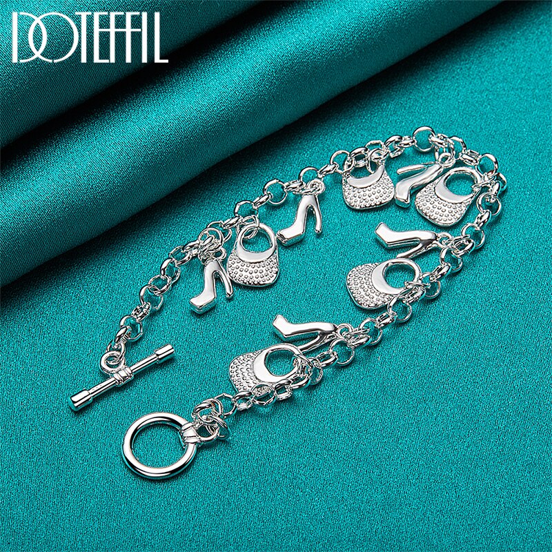 DOTEFFIL Bracciale rigido in argento sterling 925 con linea a doppio