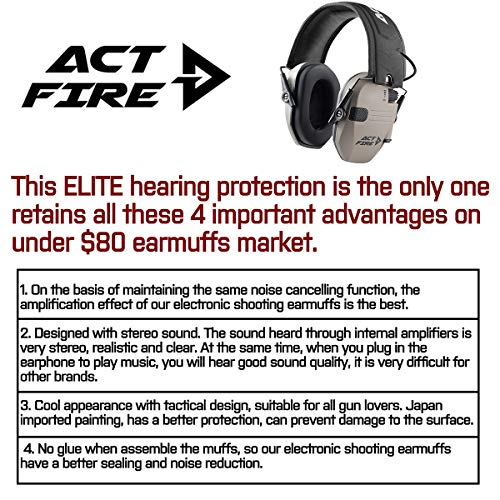 ACT FIRE Shooting Earmuffs, Electronic Hearing Ear Protection for Range