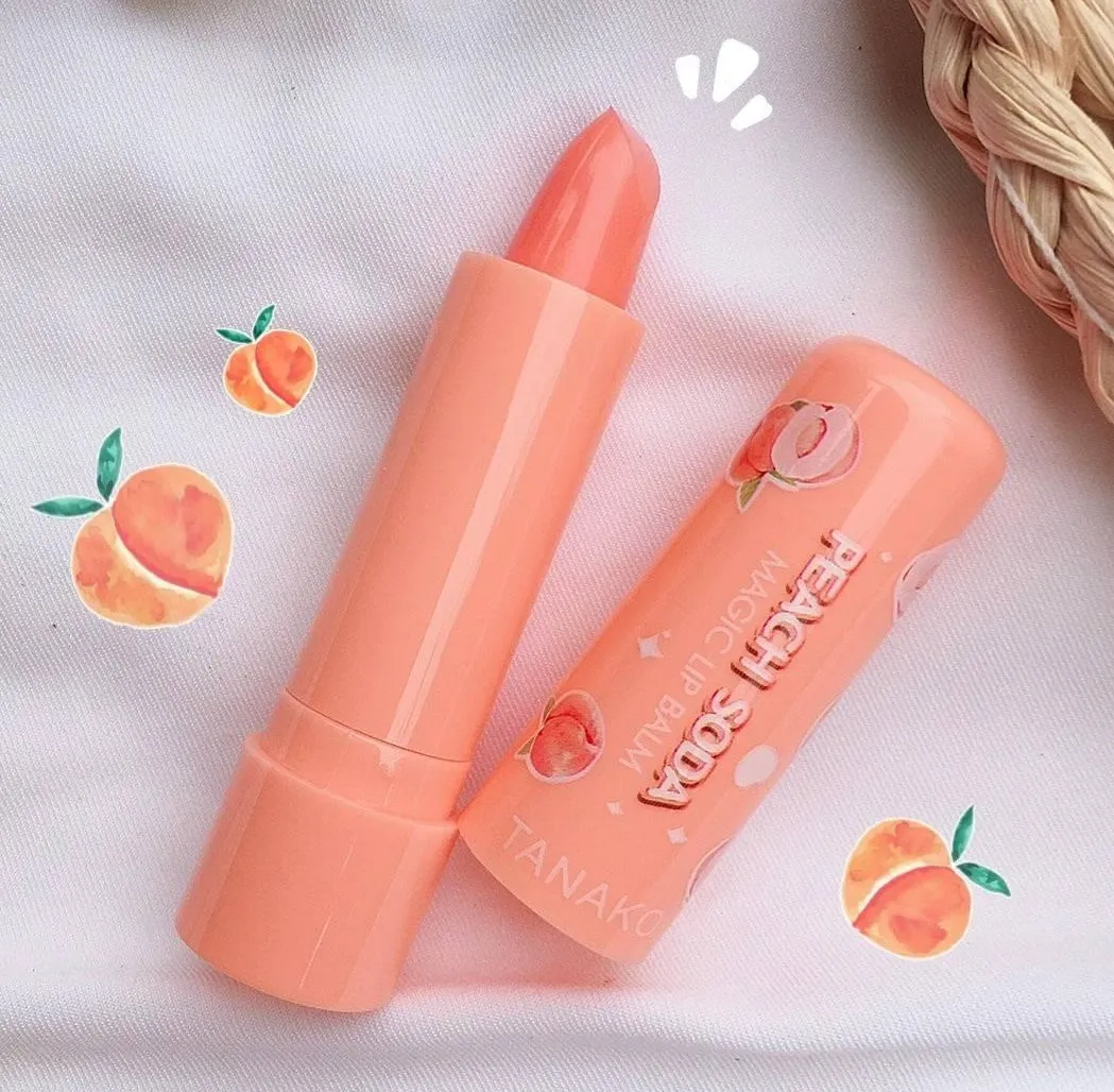 [2IKids-Cosmetics] HT-067 Tanako Megic Lip Balm Peach Soda ลิปบาล์ม กลิ่นพีช สีส้มอ่อน ลิปมัน ลิปพีช 3.5g. งานแท้ (12แท่ง/1กล่อง)