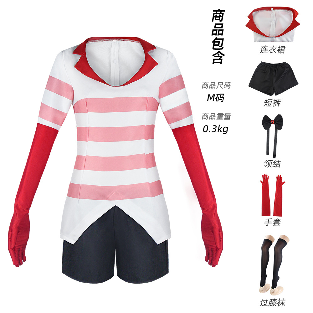 นรกอินน์ cos เสื้อผ้า ANGEL DUST กระโปรงลายทางสีแดงและสีขาว Angel ...