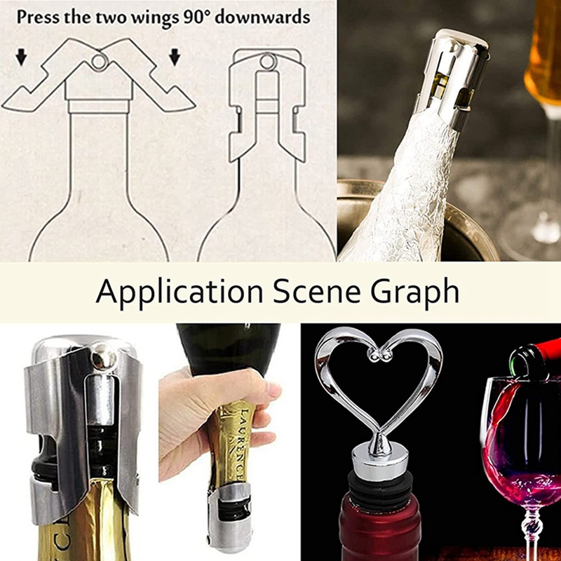 Champagne Stopper,Heart Wine Stopper Reusable Wine Pourer Beverage