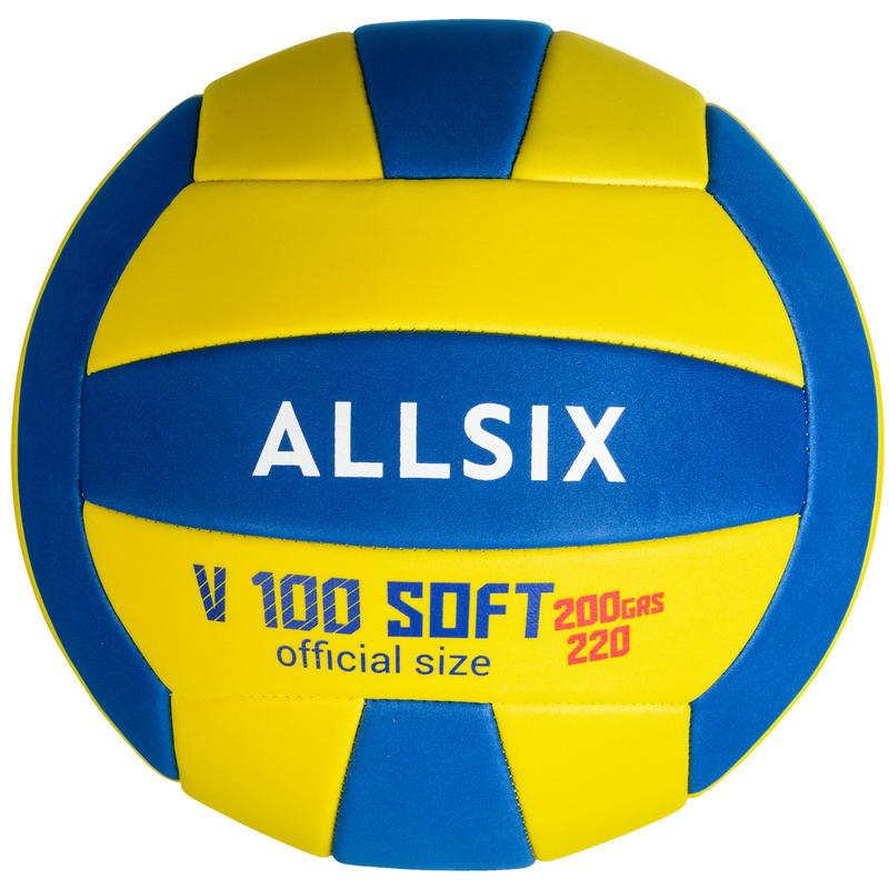 ลูกวอลเลย์บอลรุ่น V100 SOFT หนัก 200-220 กรัม (สีเหลือง/น้ำเงิน) V100 Soft Volleyball 200-220G - YELLOW/BLUE