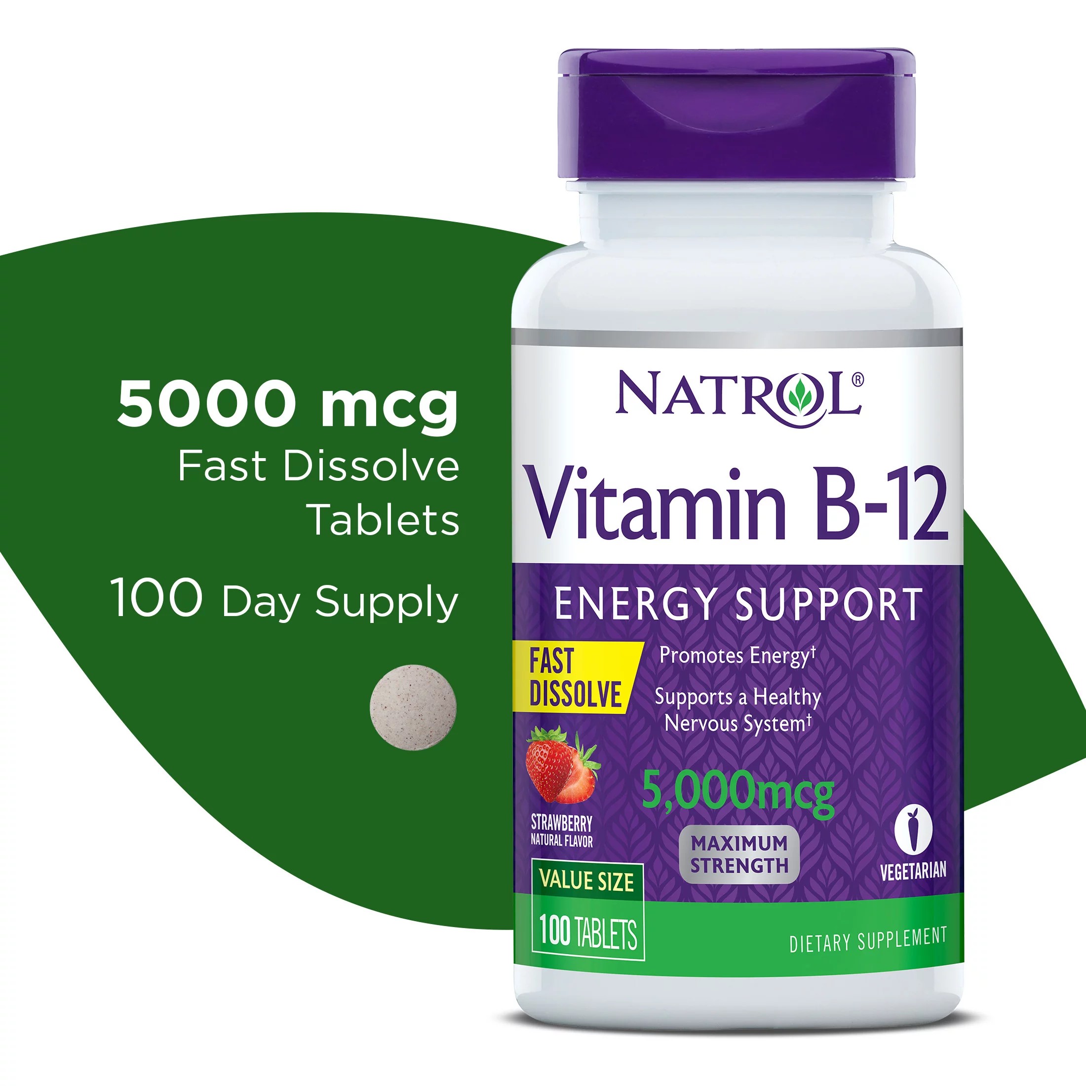 Natrol vitamin b12 strawberry 5000mcg. 100tablets. Lazada.co.th