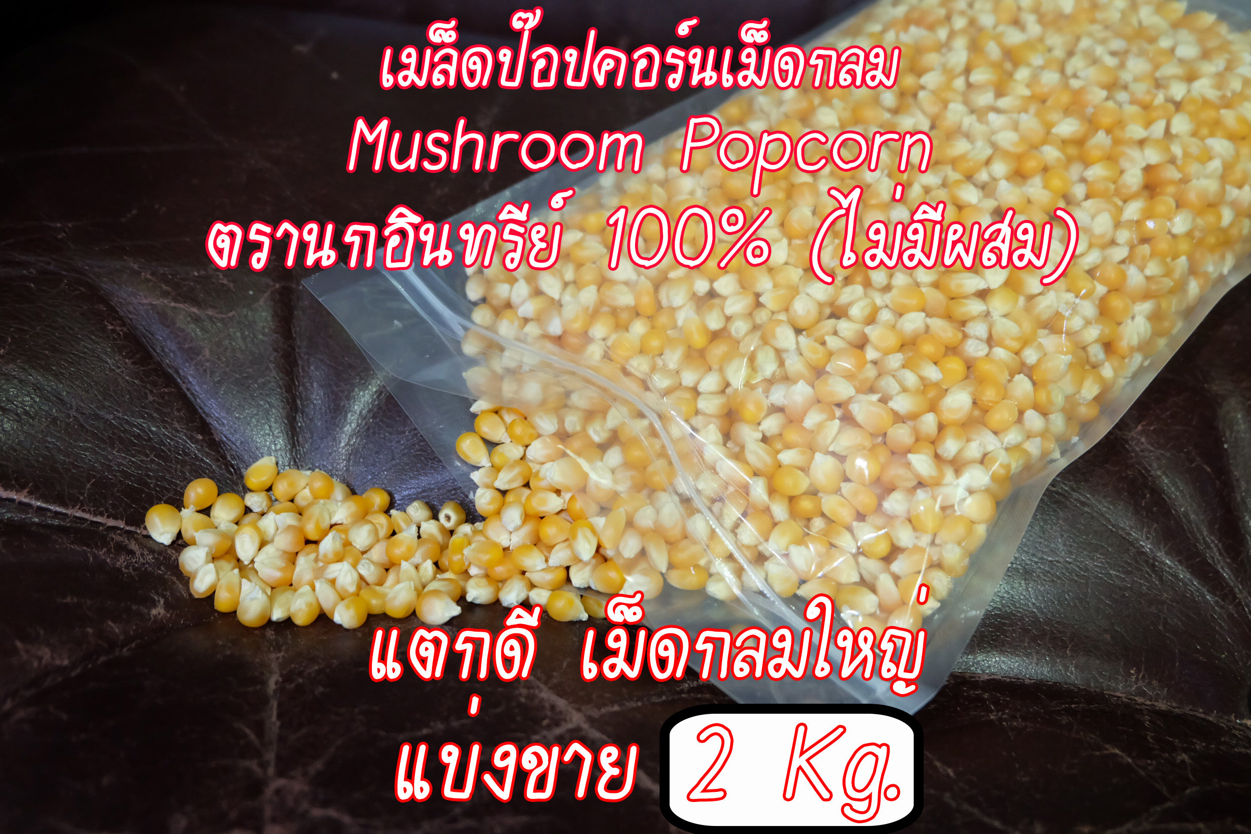 (ของแท้100%) ข้าวโพดป๊อปคอน เมล็ดข้าวโพดคั่ว Mushroom popcorn ตรานกอินทรีย์ แตกดี เม็ดกลมใหญ่ จำนวน 2 kg. (ส่งไว)