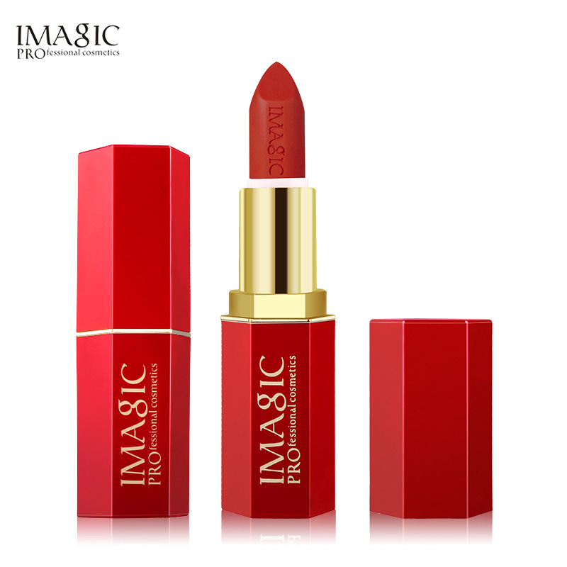 IMAGIC ลิปสติก สีติดทนนาน มีหลายเฉดสีให้เลือก IMAGIC red tube matte matte matte lipstick durable moisture is not easy to decolorize #LP208