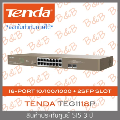 TENDA TEG1118P 16GE+2SFP Ethernet Switch With 16-Port PoE BY B&B ONLINE SHOP
