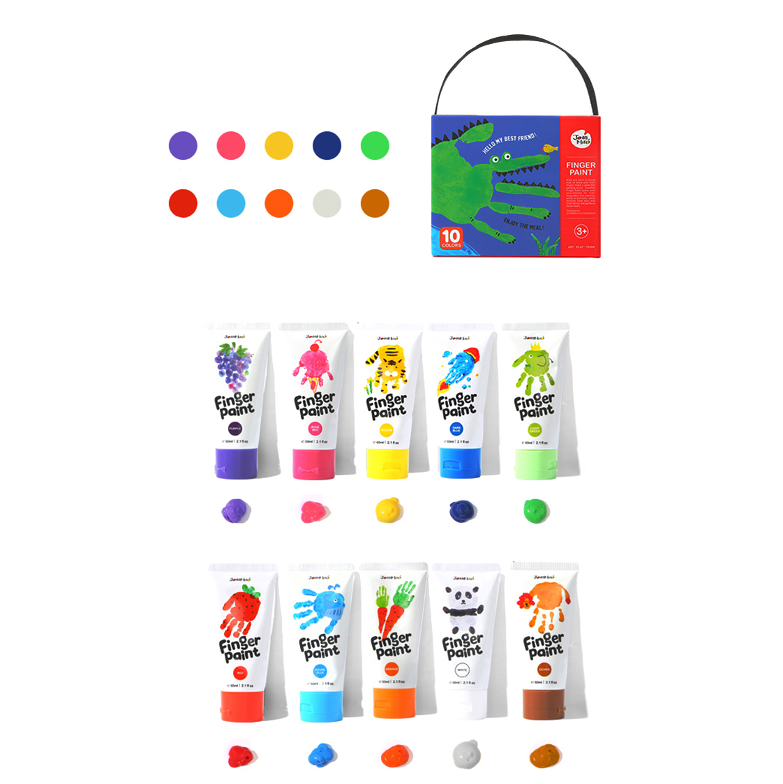Finger Paint Set สีฟิงเกอร์เพ้นท์ปลอดสารพิษ อุปกรณ์ศิลปะสำหรับเด็ก เซ็ท 10 สี
