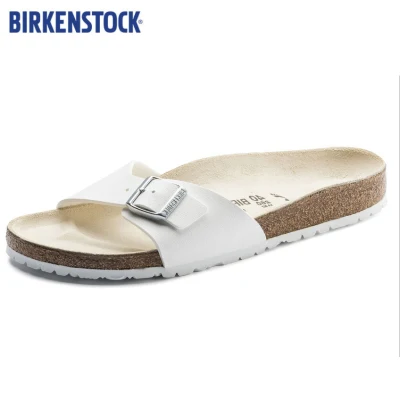 Birkenstock Madrid BF White รองเท้าแตะ Unisex สีขาว รุ่น 40731 (regular)รองเท้าแตะชายหาดแฟชั่นกลางแจ้งสำหรับผู้ชายและผู้หญิง