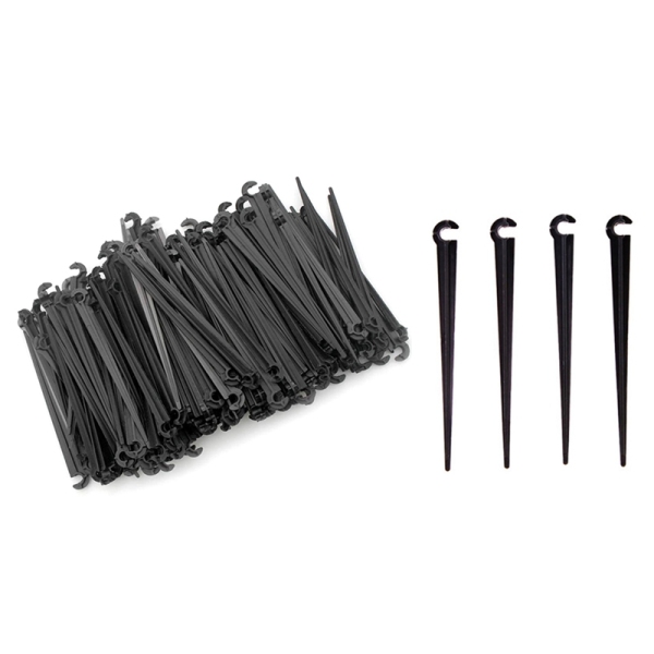 Irrigation Drip Support Stakes 1/4 Inch Tubing Hose 200 Pack with 500 Pcs Hose Holder Plastic Bracket 11cm