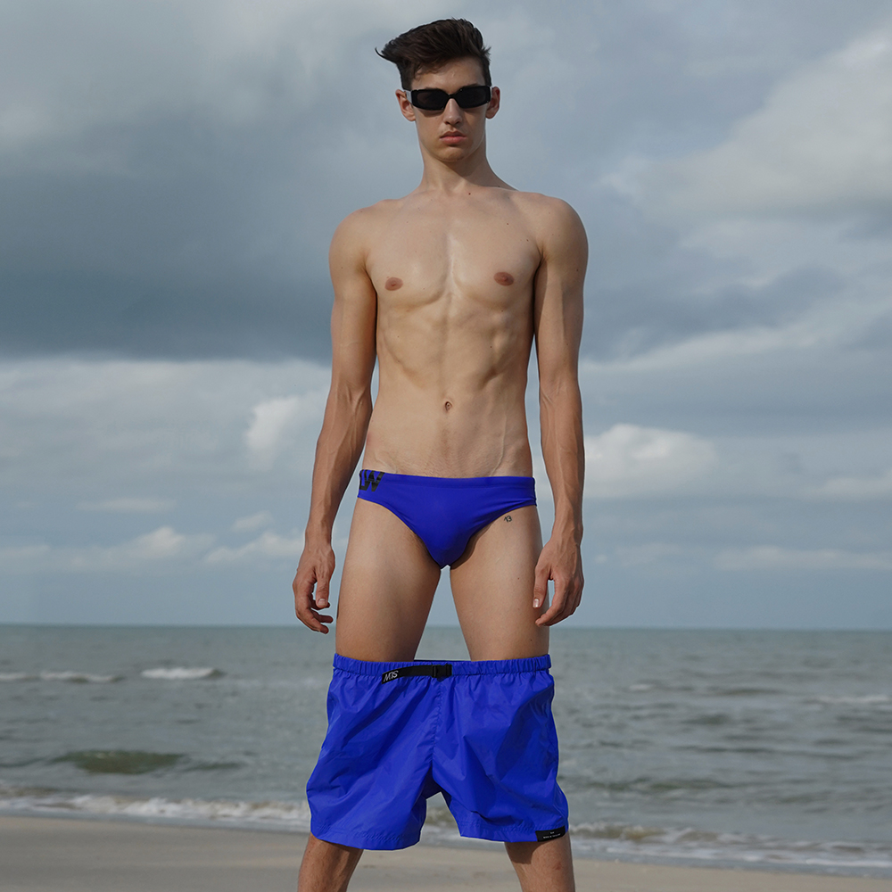 BLUE BEACH SHORT กางเกงชายหาด สีน้ำเงิน