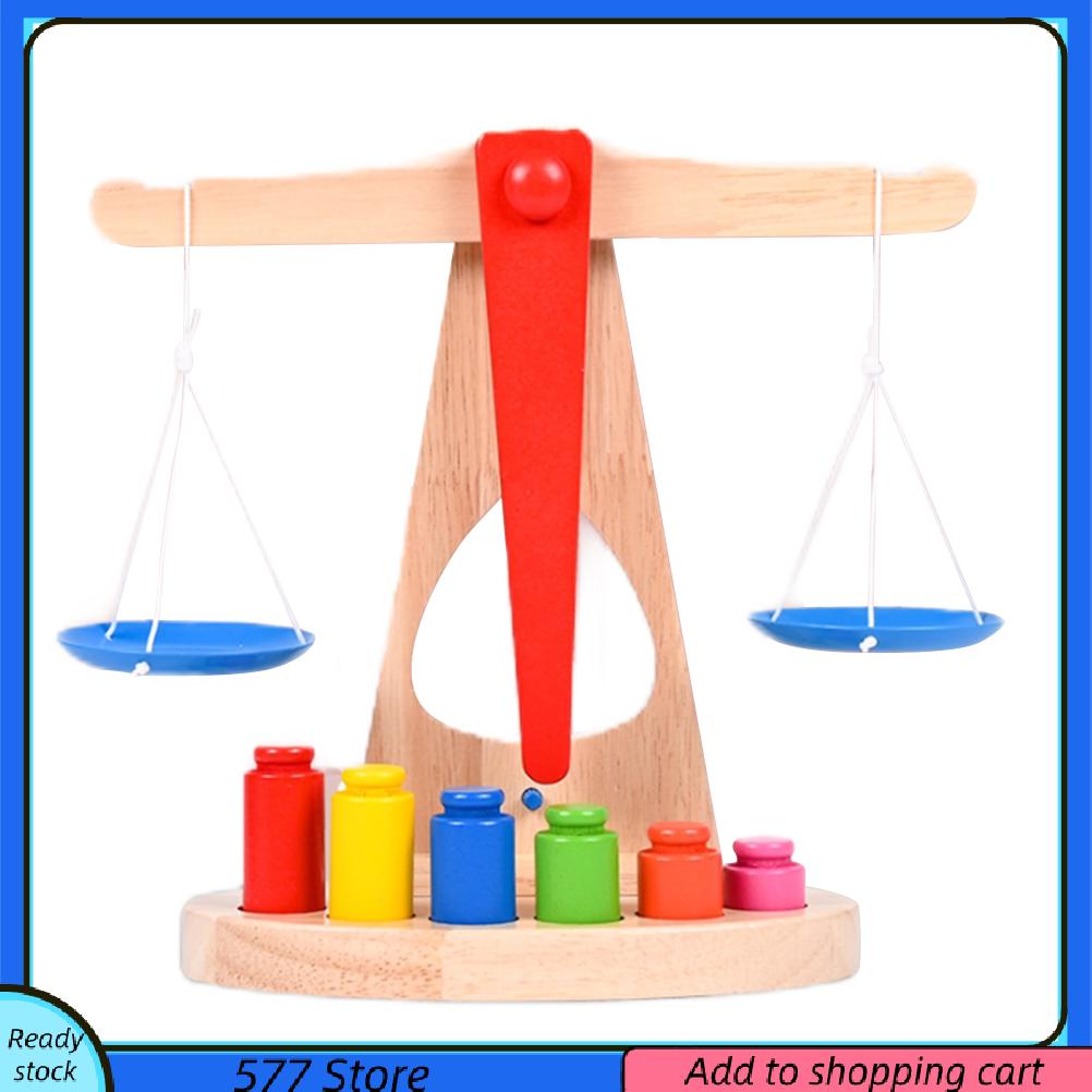 Wooden Balance Scale Toy Children Mathematics Teaching Aid Kids DIY