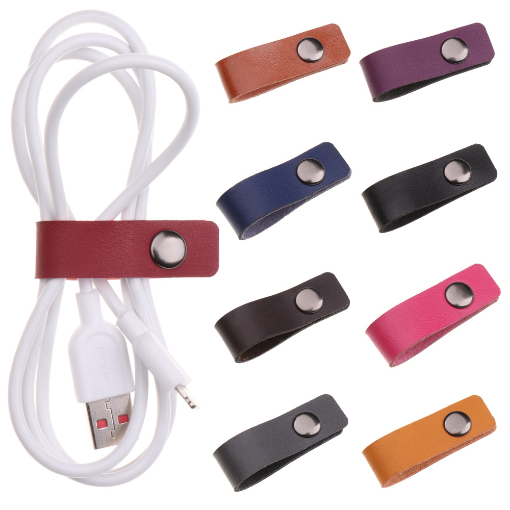 [PIIN] 5pcs Leather Cable Straps Cable Tie Wraps Cord Management Holder