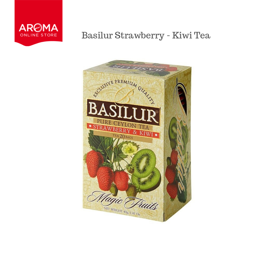 Aroma ชา Basilur Strawberry - Kiwi Tea  by AROMA ชาบาซิเลอร์  ชาร้อน ชาผลไม้ (บรรจุ 1 กล่อง 20 ซอง)